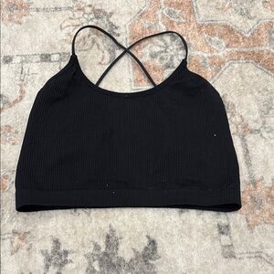 Black Ribbed Crop Top